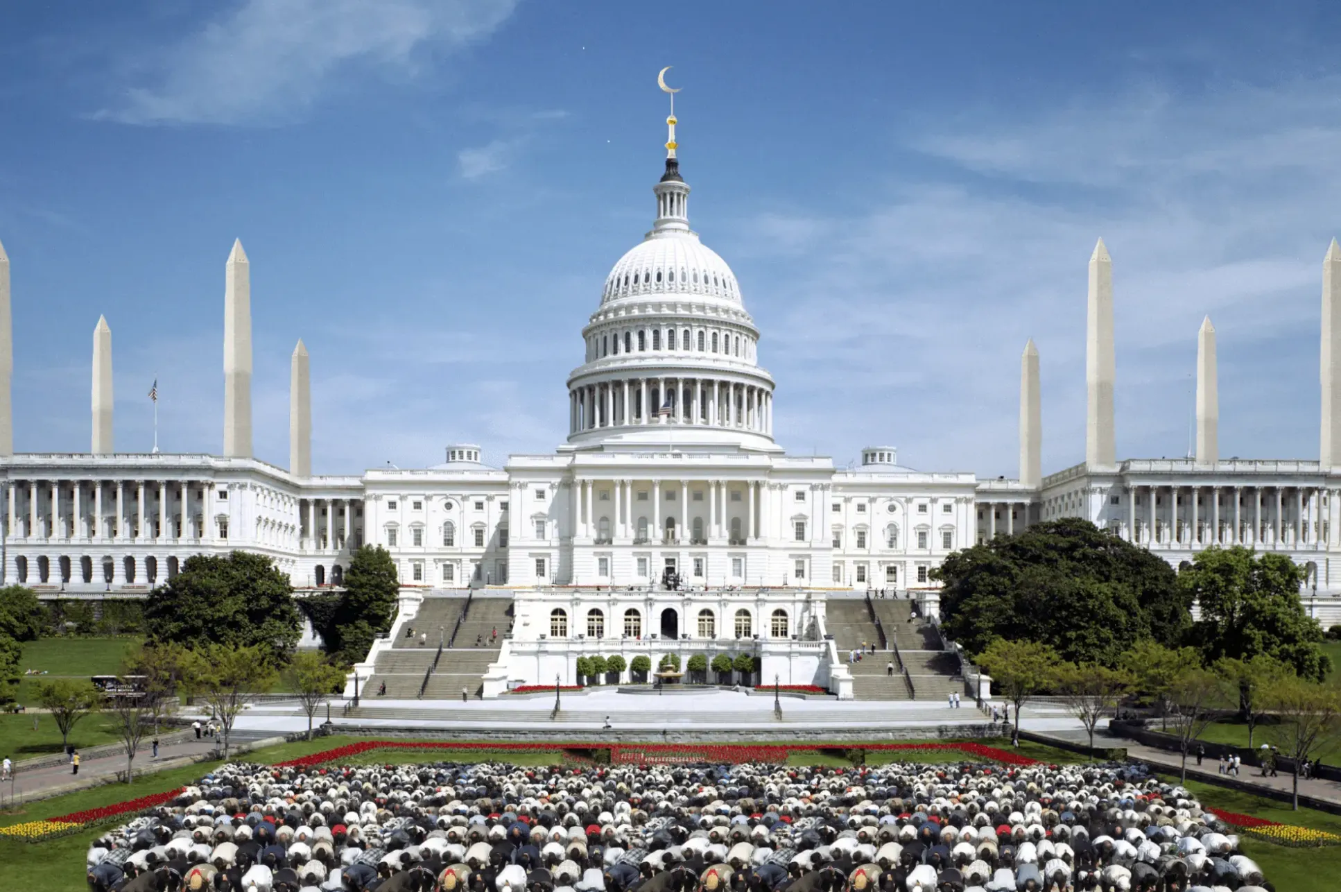 Figure 0. A speculative sketch of Capitol Hill converted into a mosque, Omar Mohammad, 2020