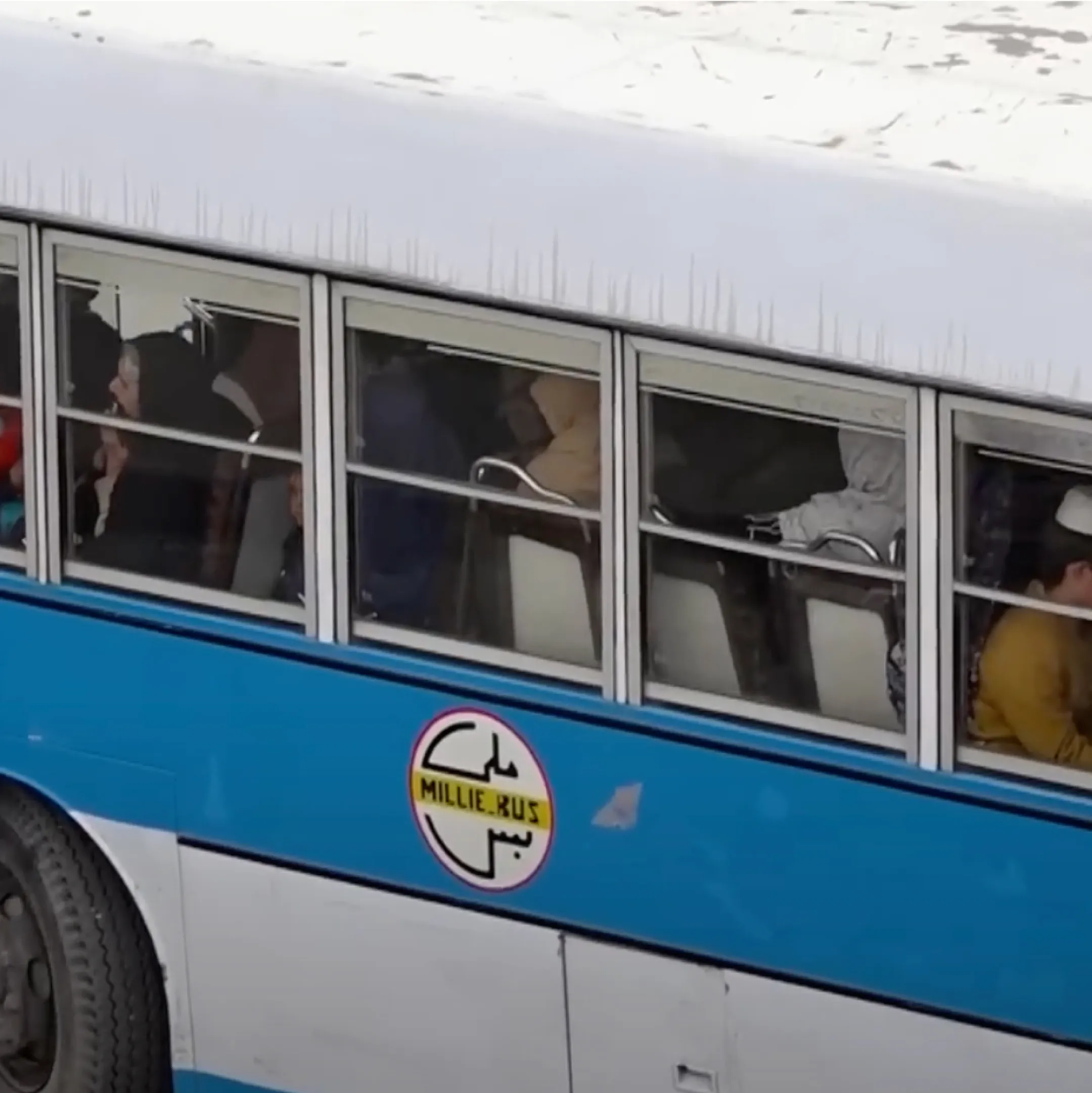 Still of Millie Bus from "Talangar Show About Kabul Bus's 09th February 2015". https://www.youtube.com/watch?v=bDlEFFVoJbg