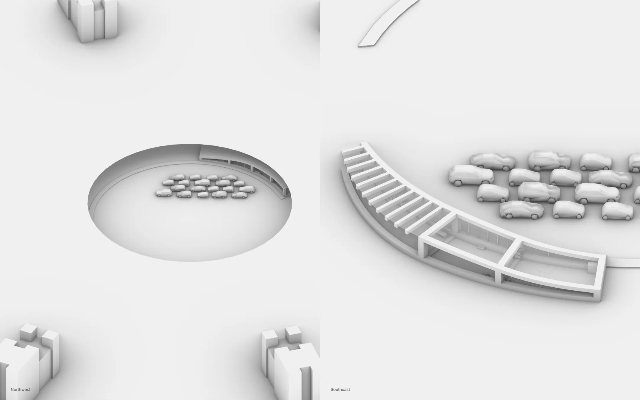 Northwest and southeast scaled views